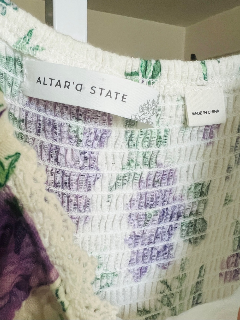 Altar’d State Floral Cottagecore Baby Doll Mini Dress SZ S Purple Wht Coquette - Picture 9 of 11